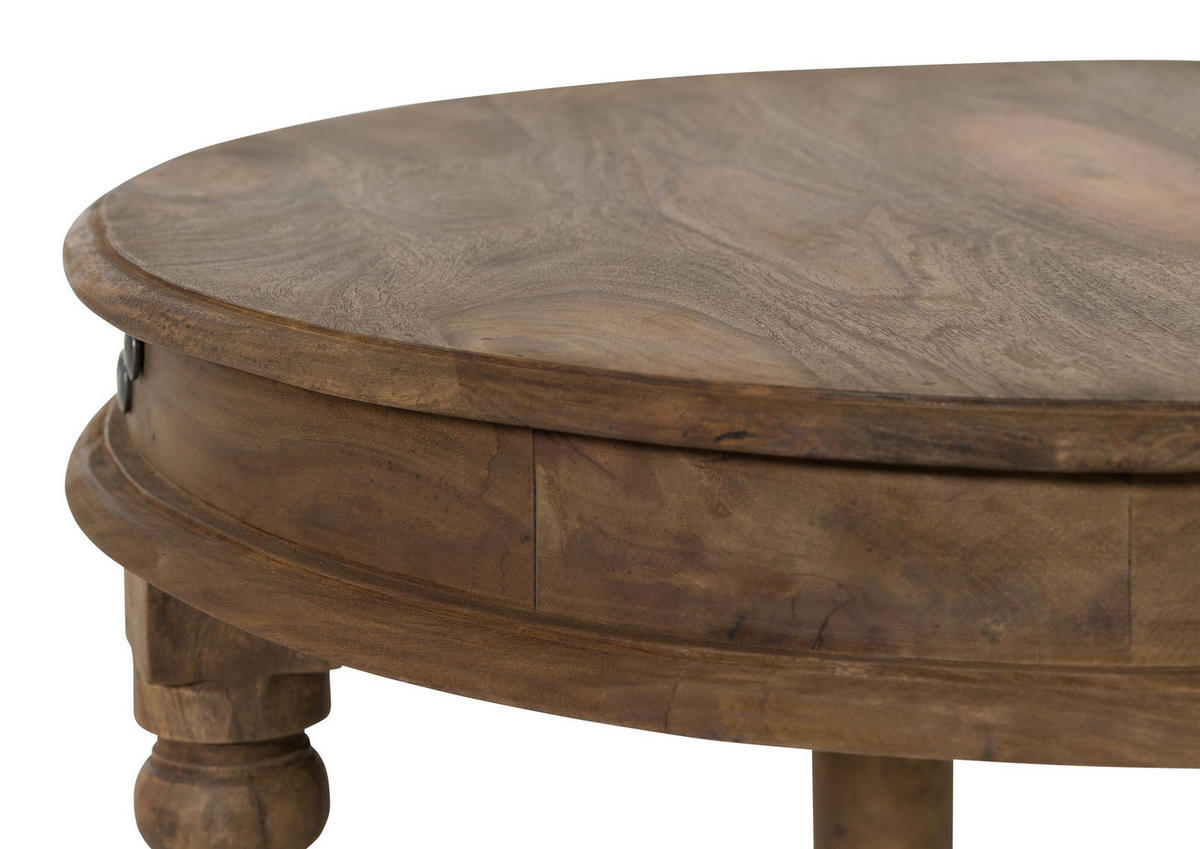 COUCHTISCH Sheesham rund Ø 60 cm grau geölt LEEDS #05 - Grau, Holzwerkstoff (60/60/46cm) - Massivmoebel24