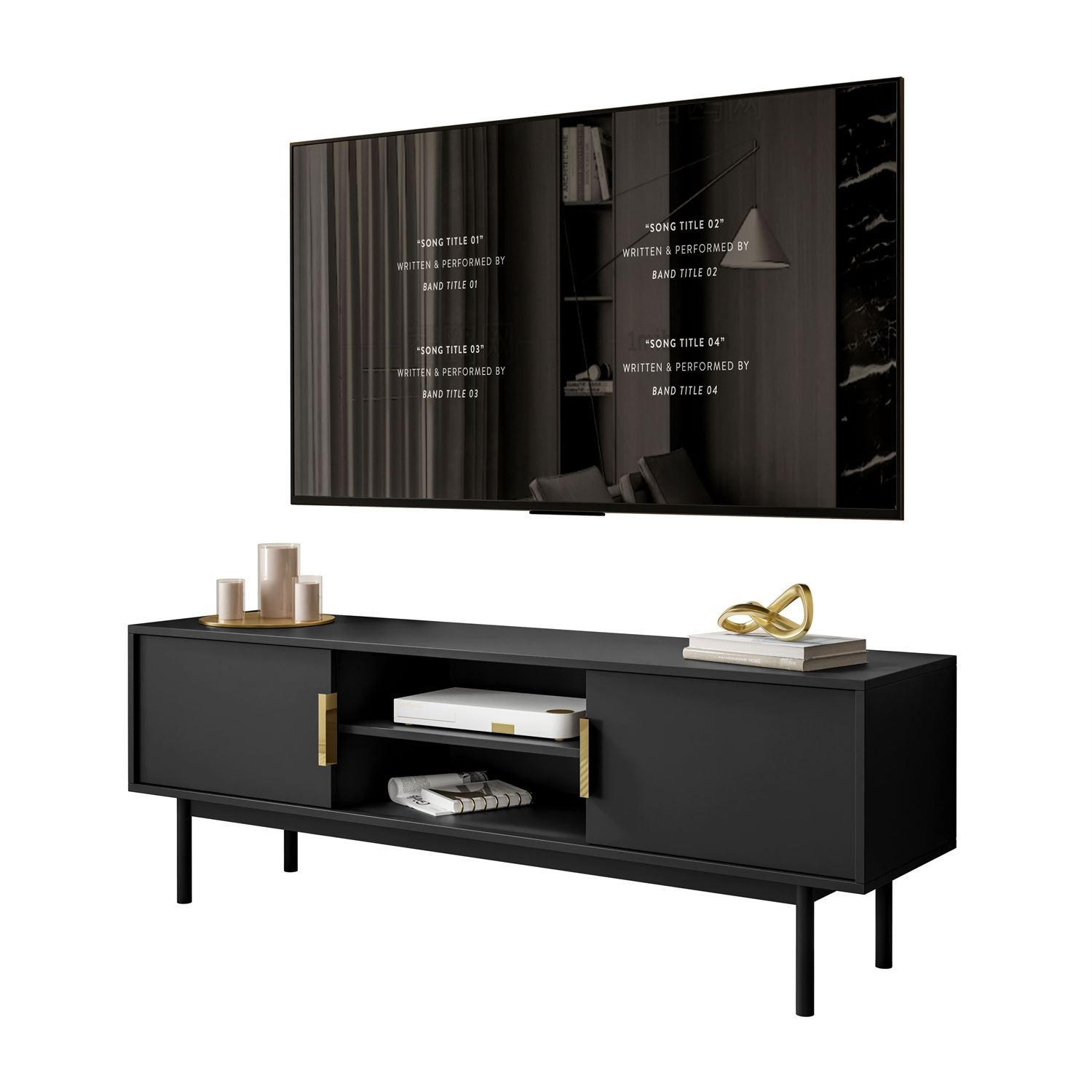 TV-ELEMENT MIRACLE zweitrürig Schwarz - Schwarz, Holzwerkstoff (154/53/39cm) - Lookway