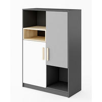 HIGHBOARD Pok graphit / weiß / Grau / Buche Ibsen 90 / 40 / 130cm - Multicolor/Graphitfarben, Holz/Holzwerkstoff (90/130/40cm) - Feldmann-Wohnen