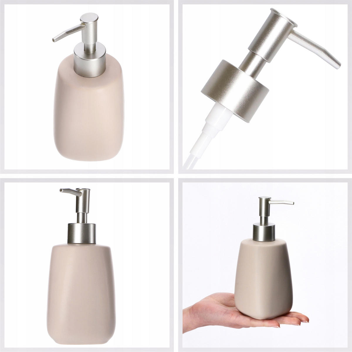SEIFENSPENDER mit Pumpe 400 ml, beige - Beige, Keramik (8/18cm) - KADAX
