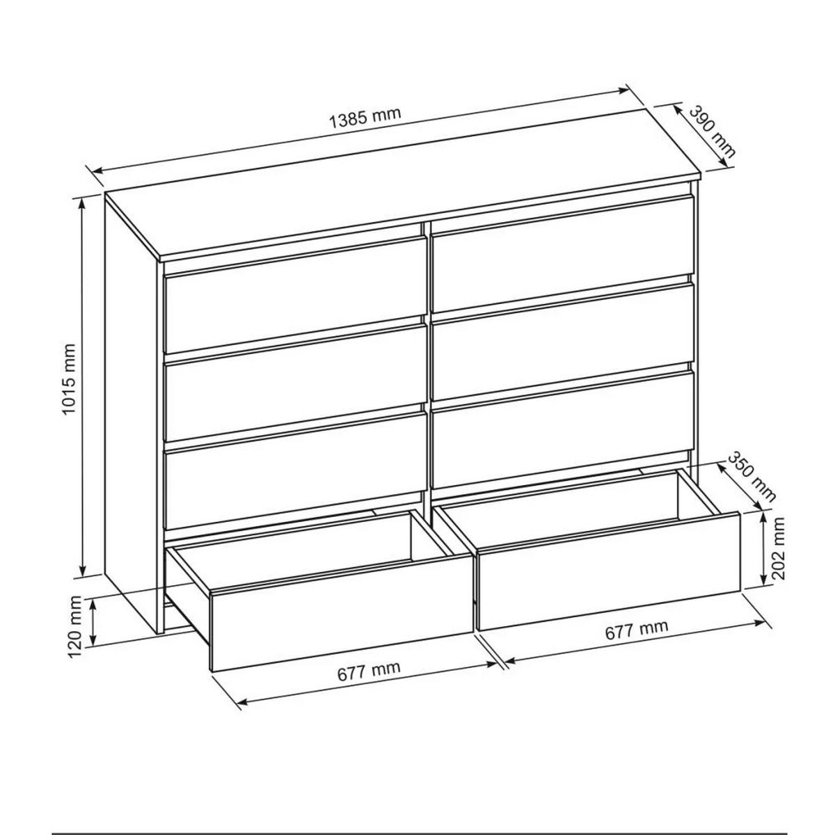 KOMMODE Lemon mit 8 Schubladen, 140 cm, Kaschmir - Kaschmir, Holzwerkstoff (140/101/39cm) - Beautysofa