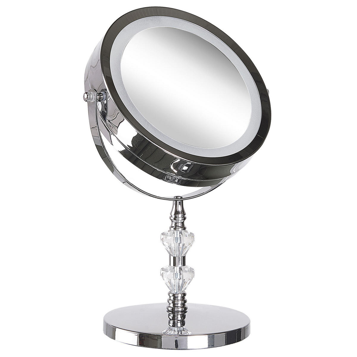 KOSMETIKSPIEGEL silber mit LED-Beleuchtung 20 cm Laon - Silberfarben, Metall (20/31/14cm) - Beliani