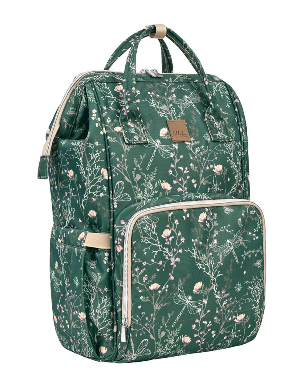 WICKELTASCHE Siena grün gemustert Wickelunterlage, Thermo-Flaschenfächer, wasserabweisende Tasche - Grün, Textil (21/42/27cm) - Kikka boo