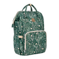 WICKELTASCHE Siena grün gemustert Wickelunterlage, Thermo-Flaschenfächer, wasserabweisende Tasche - Grün, Textil (21/42/27cm) - Kikka boo