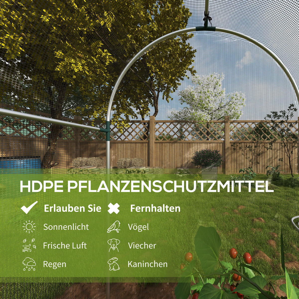 INSEKTENSCHUTZNETZ, für Garten, Balkon, HDPE, Schwarz - Schwarz, Metall (120/188/120cm) - Outsunny