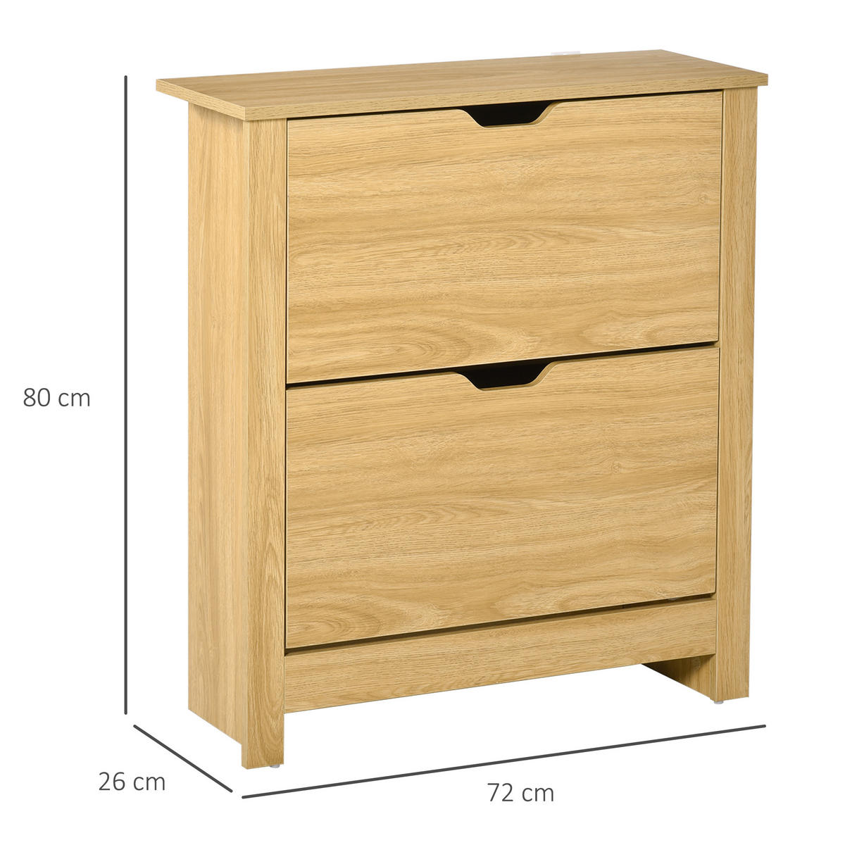 SCHUHSCHRANK DE-15013 2 Klapptüren mit Doppelfächern Natur - Naturfarben, Holzwerkstoff (72/80/26cm) - ComfortXL