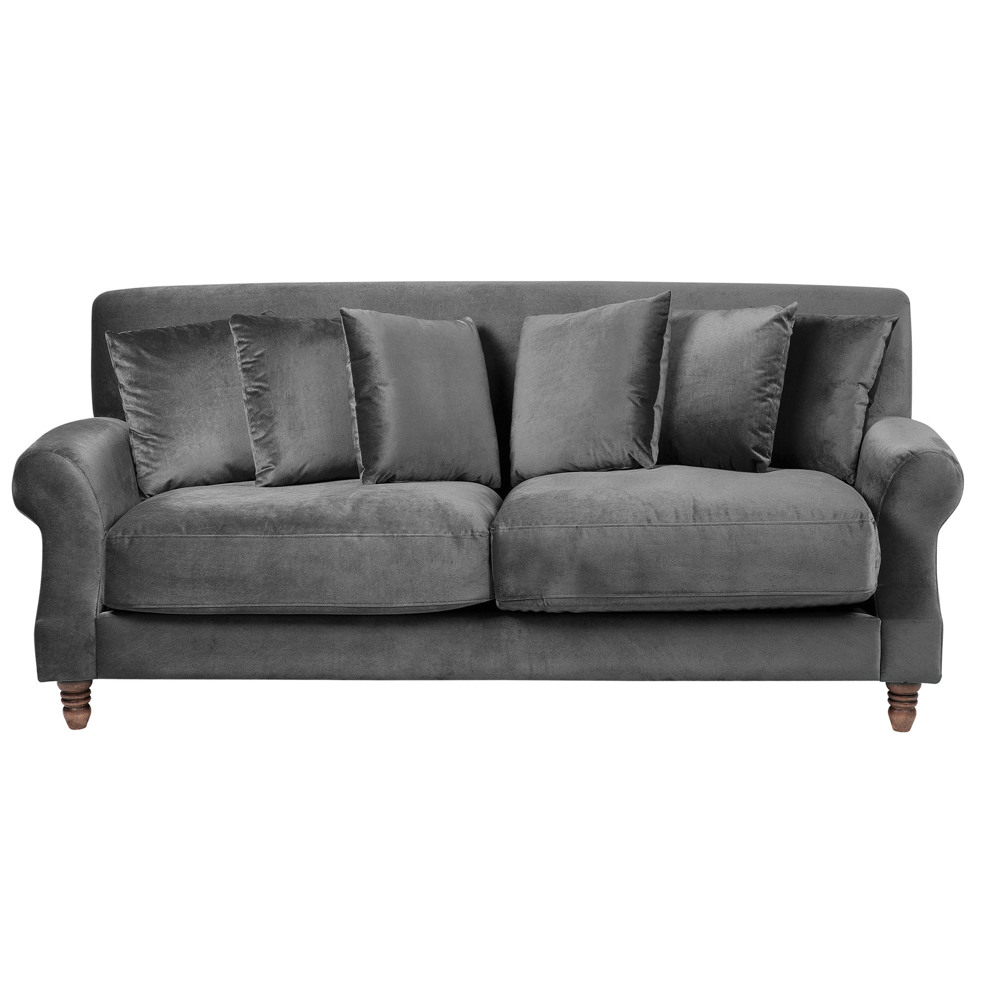 3-SITZER-SOFA Samtstoff Grau Eike - Grau, Textil (186/82/102cm) - Beliani