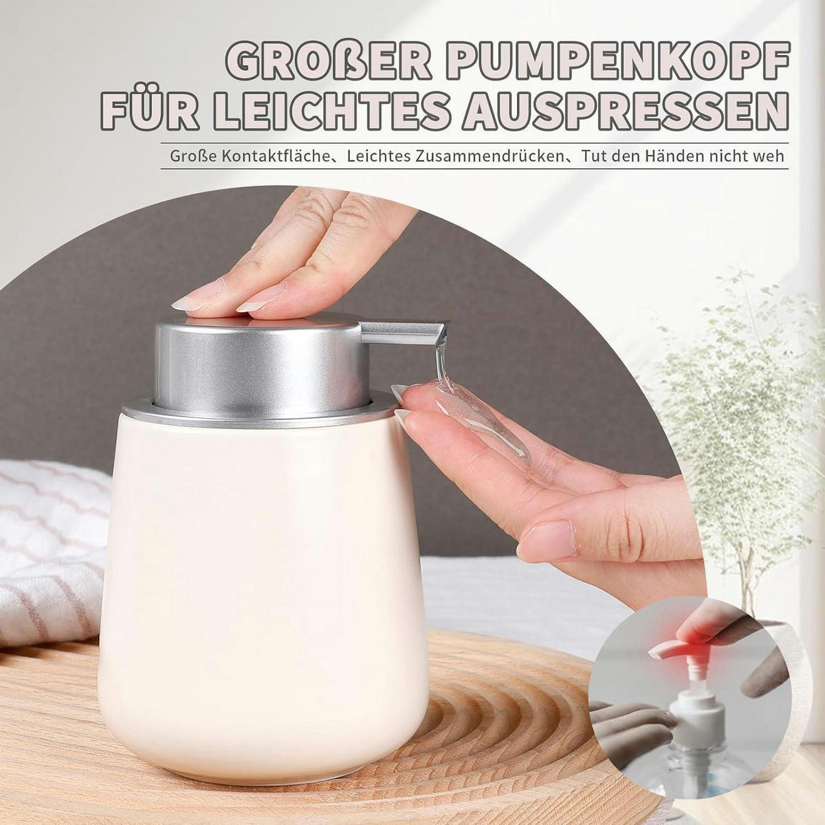 SEIFENSPENDER Beige-silber 350 ml - Beige, Keramik (9/12/9cm)