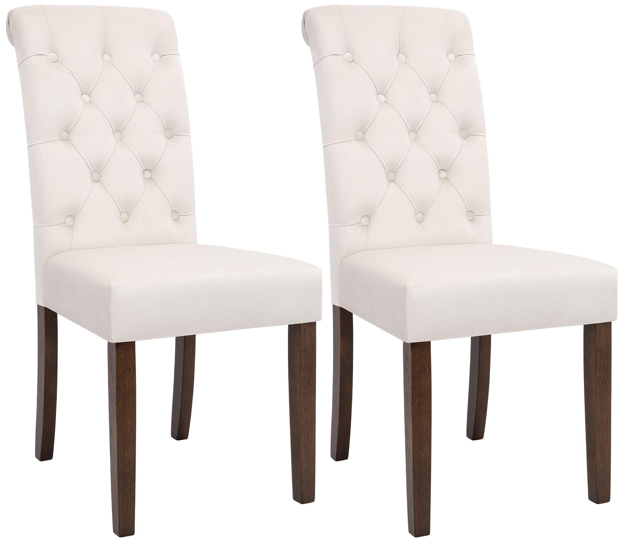 STUHL 2er Set Samt creme - Walnussfarben/Creme, Holz/Textil (45/98/63cm) - CLP