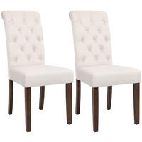 STUHL 2er Set Samt creme - Walnussfarben/Creme, Holz/Textil (45/98/63cm) - CLP
