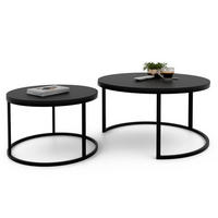 COUCHTISCH rund Groß, Mattschwarz, Rahmen Schwarz - Schwarz, Metall (70/70/48cm) - Idohome