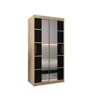 SCHWEBETÜRENSCHRANK 200/100/62 2-türig - Silberfarben/Schwarz, Holz/Kunststoff (100/200/62cm) - Abiks Möbel