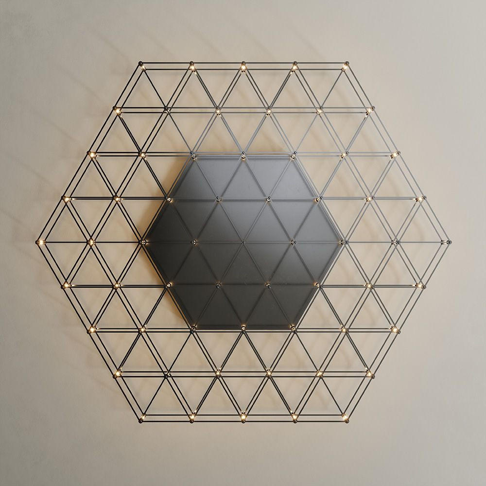 LED-WANDLAMPE Atom Schwarzchrom Ø 80cm - Schwarz, Metall (80/80/4cm) - s.luce