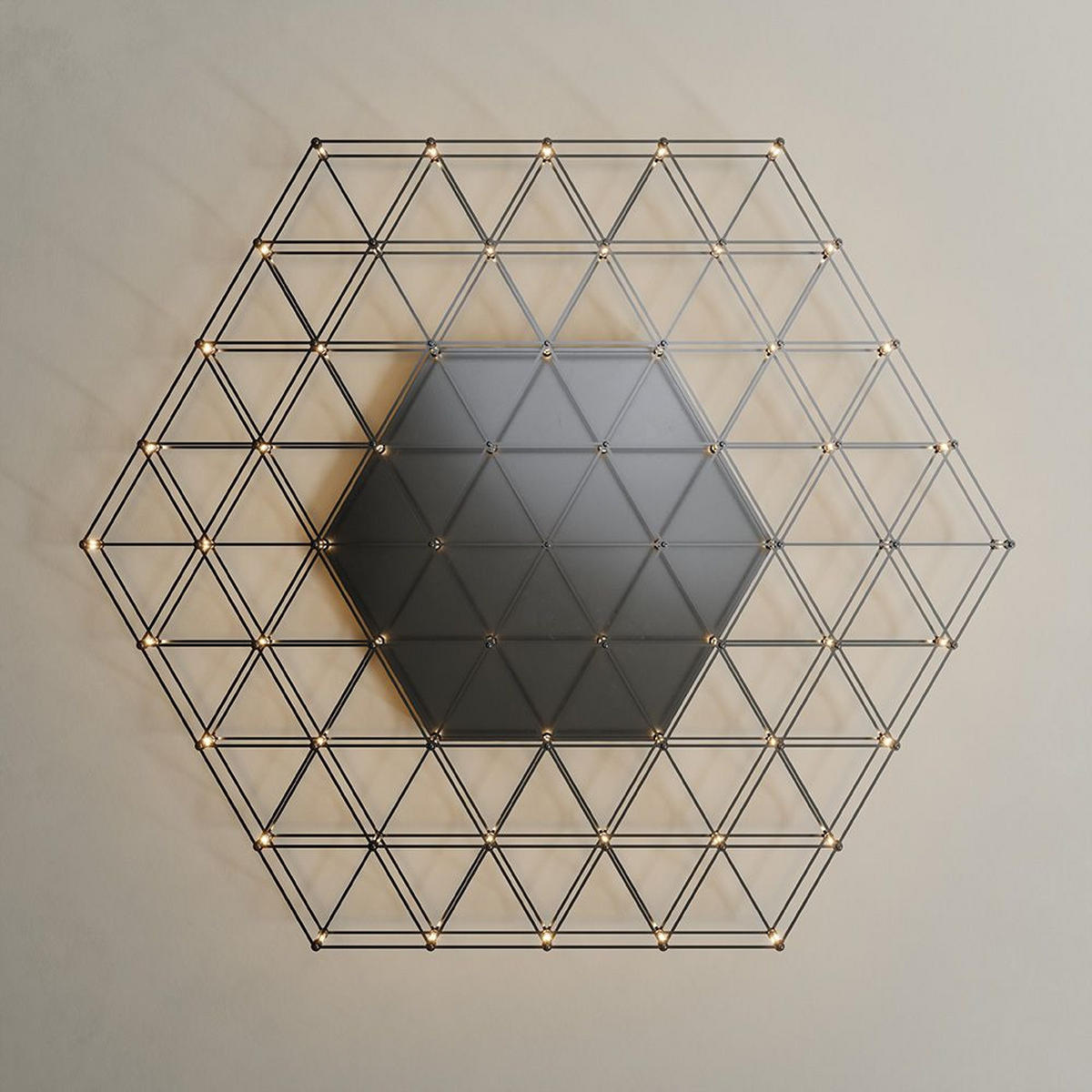 LED-WANDLAMPE Atom Schwarzchrom Ø 80cm - Schwarz, Metall (80/80/4cm) - s.luce