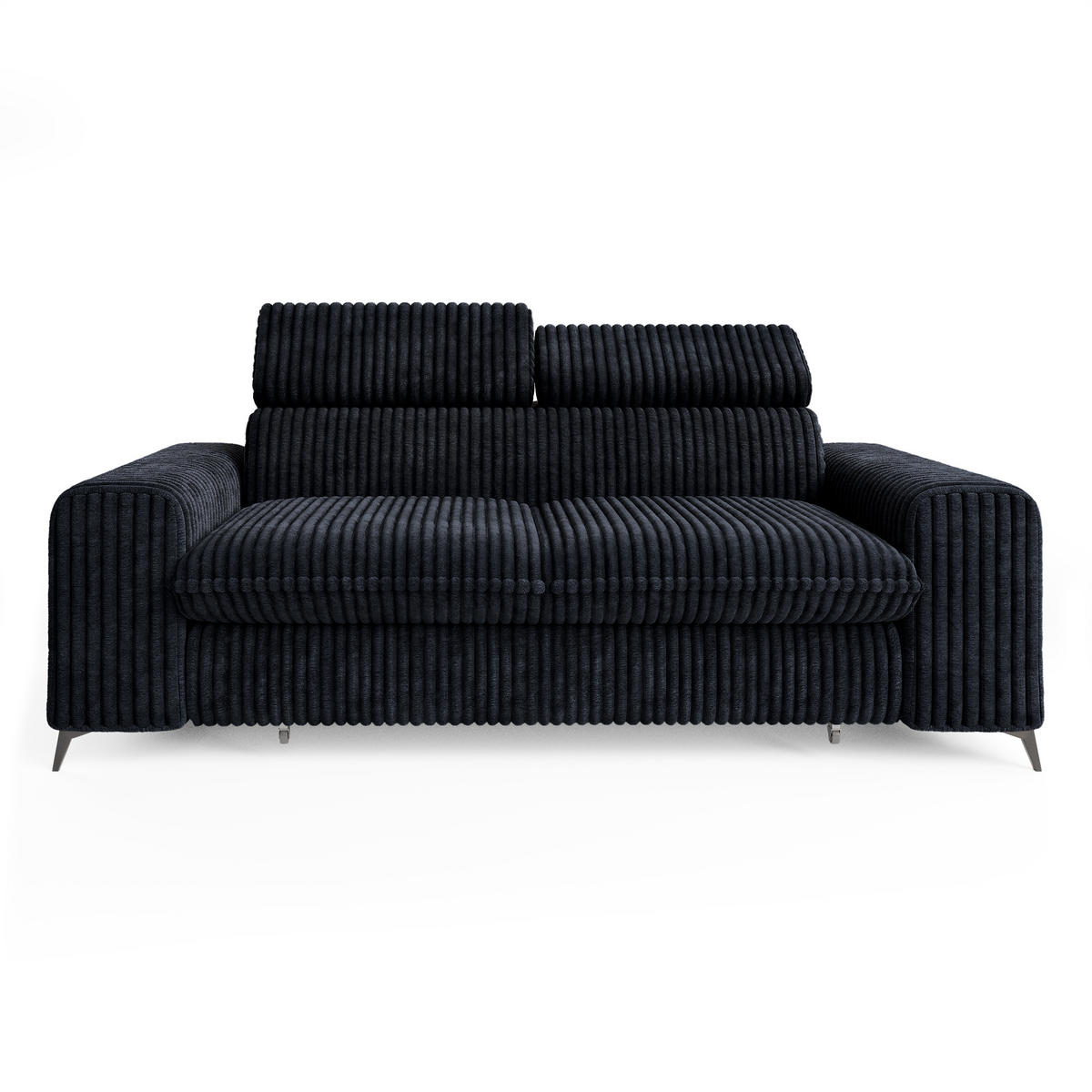 BETTSOFA BENETE Schwarz Cordstoff mit Schlaffunktion - Schwarz, Holz/Textil (191/89/92cm) - MASSENO