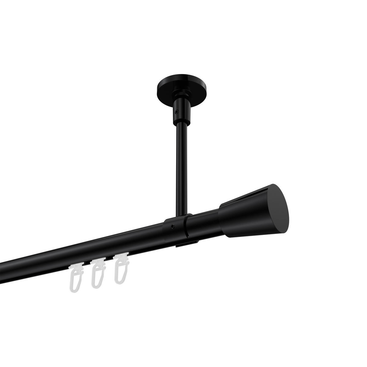 GARDINENSTANGE INNENLAUF Sonette Sitra 360 cm (geteilt in 2 x 180 cm), 1-läufig, 20 mm Ø Schwarz - Schwarz, Metall (360cm) - INTERDECO