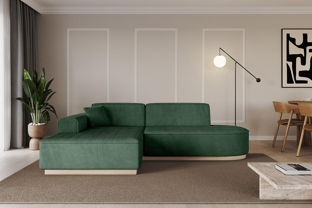 ECKSOFA Ottomane Links IREA-L1 - 232x165x80 cm Grün - Currygelb, Holzwerkstoff/Textil (232/165cm) - ALTDECOR