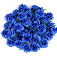 KÜNSTLICHE Blumenköpfe 50 Stück Set Blau 4 cm - Blau, Textil (3.5cm)