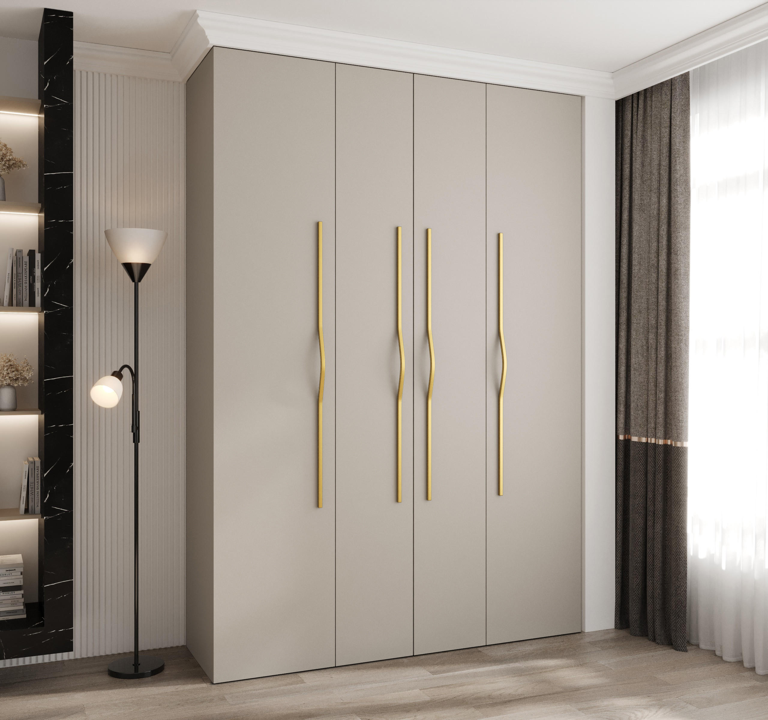 DREHTÜRENSCHRANK 245,5/170/40 4-türig - Kaschmir/Goldfarben, Holz/Metall (170/245.5/40cm) - Abiks Möbel