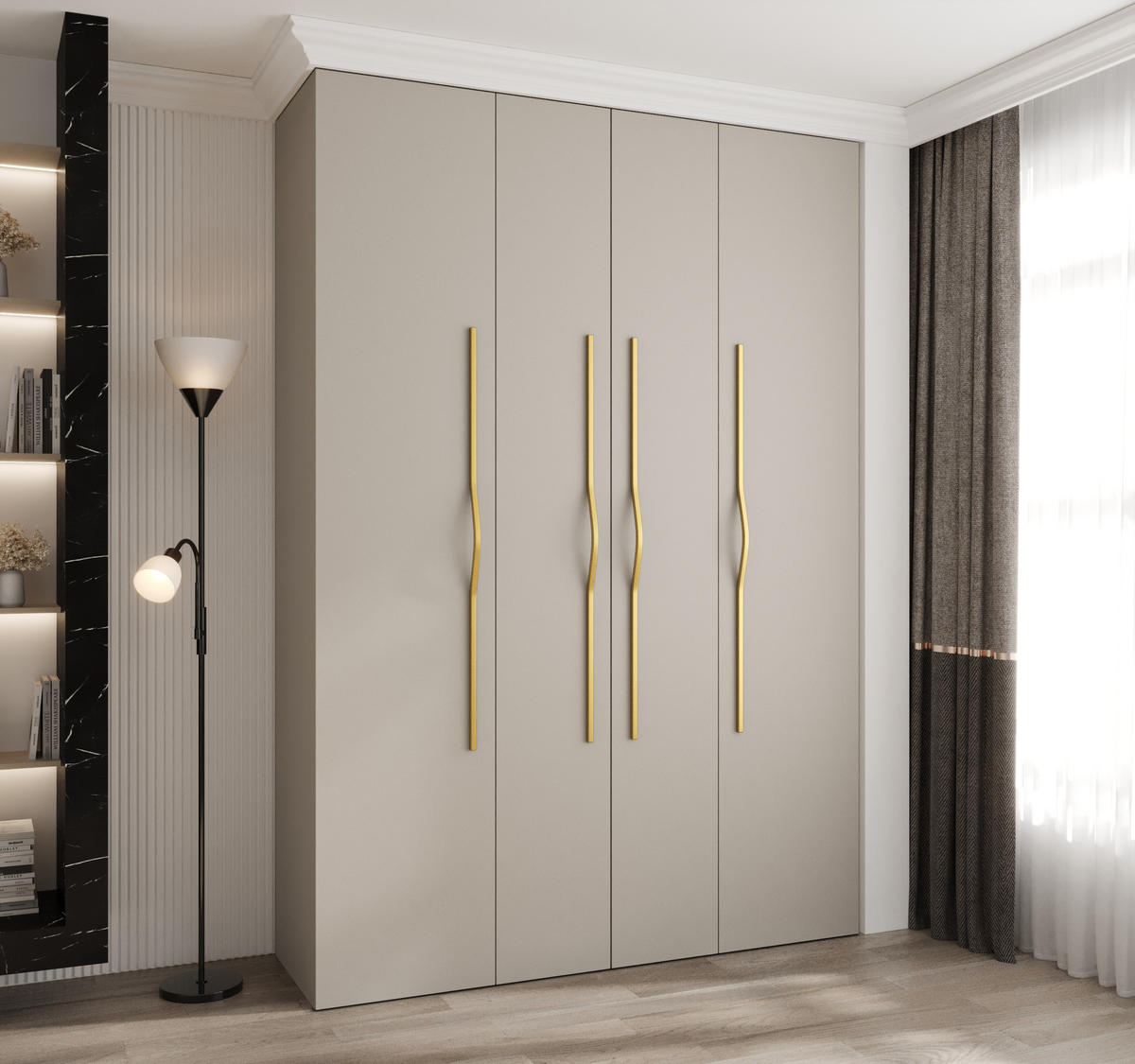 DREHTÜRENSCHRANK 245,5/170/40 4-türig - Kaschmir/Goldfarben, Holz/Metall (170/245.5/40cm) - Abiks Möbel