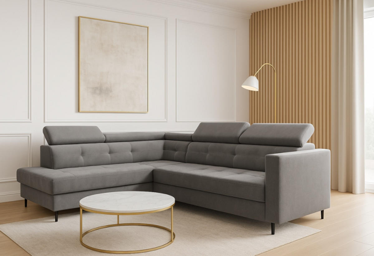 ECKSOFA Grafit TAKO Mit Schlaffunktion - Graphitfarben, Textil (257/202cm) - Sepro Meble