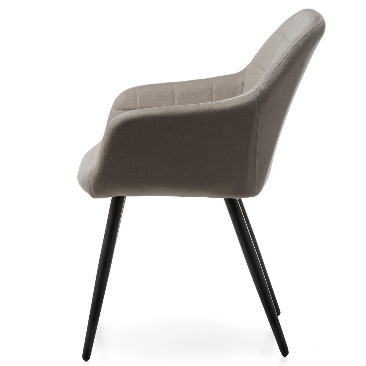 STUHL ORTE gepolstert mit Steppung - dunkelbeige - Samt Velours - Beige/Goldfarben, Textil/Metall (56/85/62cm) - NEW HOME