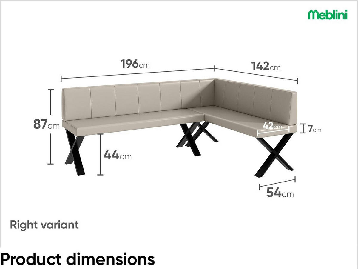 ECKBANK PETER_X - Beige, Leder (142/196cm) - Meblini