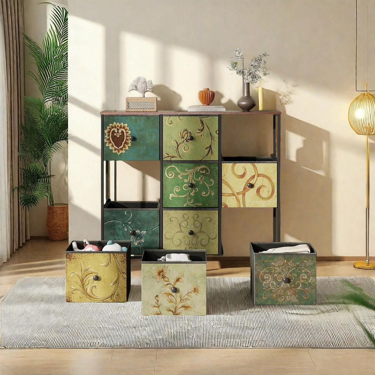 KOMMODE 9 Schubladen Metallrahmen Stauraum multicolor - Multicolor, Holz (30/86.5/100cm) - Fortuna Lai
