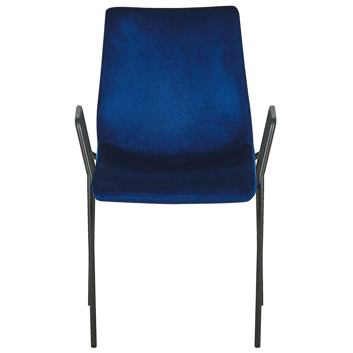 ESSZIMMERSTUHL 2er-Set Samtstoff Blau Jefferson - Blau, Textil/Metall (57/87/60cm) - Beliani