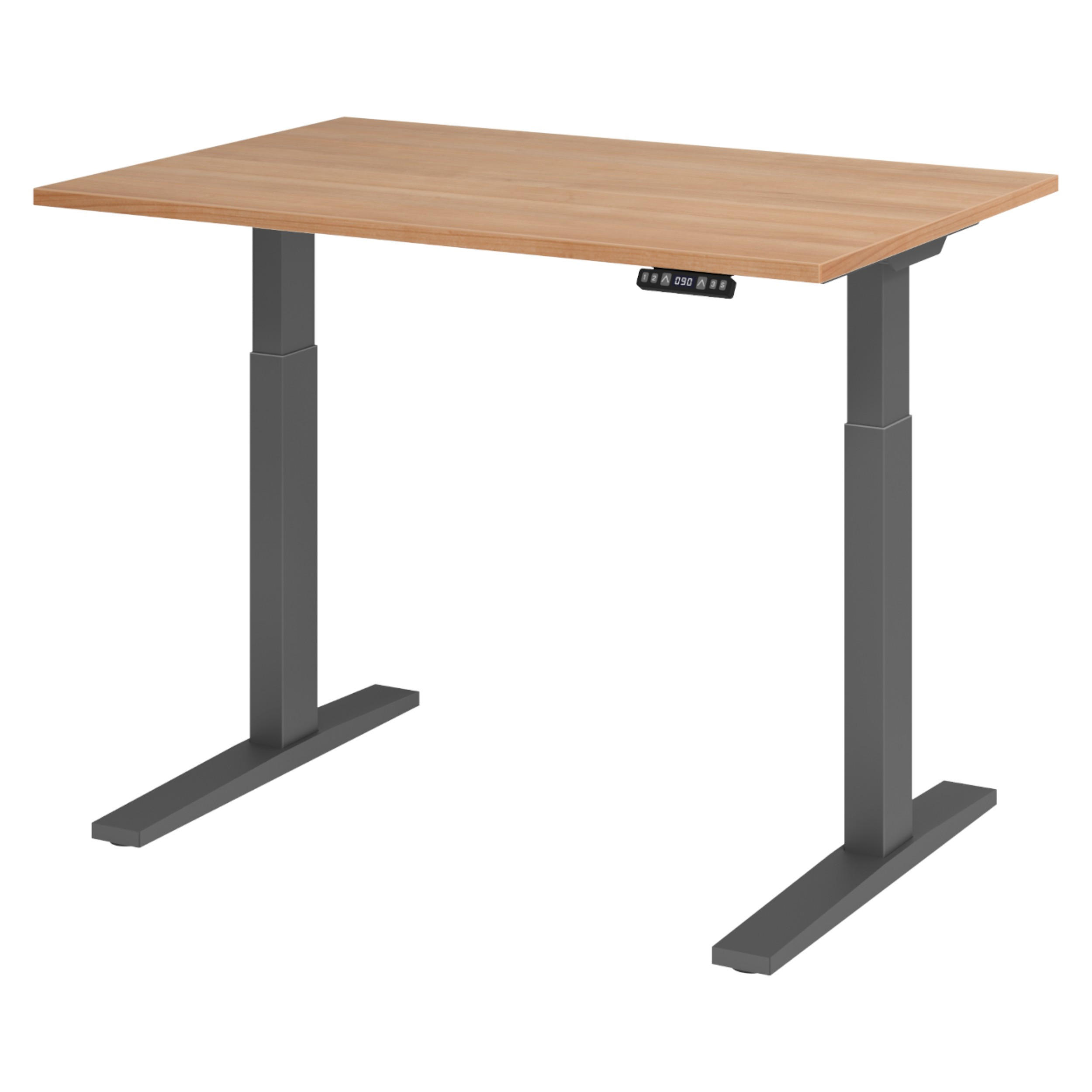 SCHREIBTISCH elektrisch XMKA 80/120/74 cm in Nussbaumfarben/Graphitfarben - Nussbaumfarben/Graphitfarben, Holzwerkstoff (80/120/74cm) - bümö