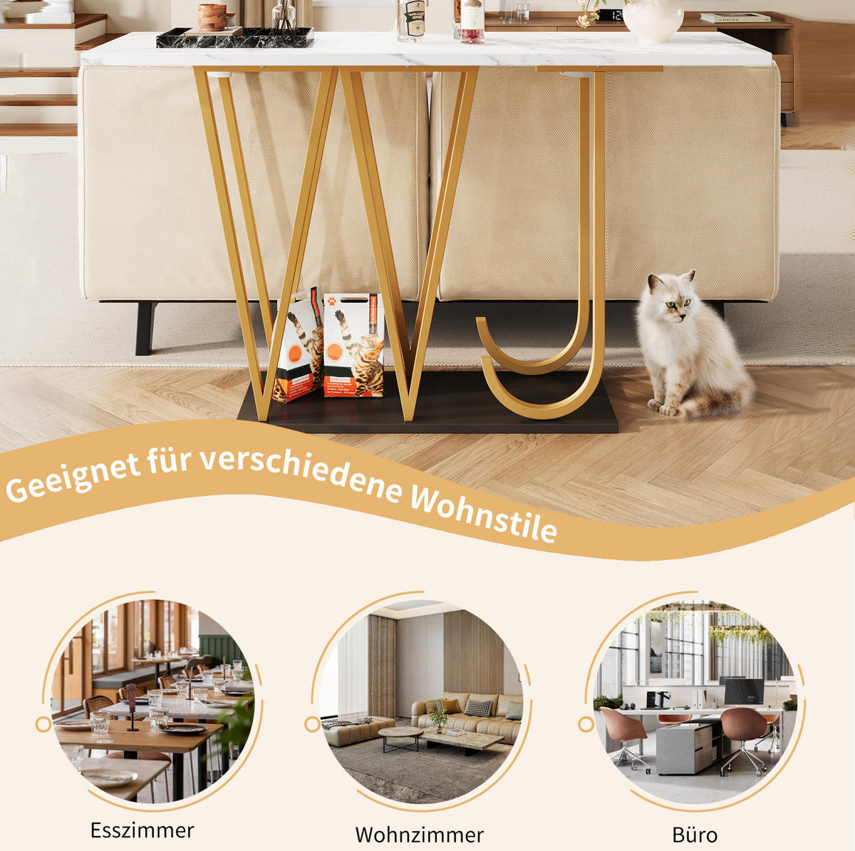 BEISTELLTISCH 120/80/29,5 cm Weiß aus MDF und Metall mit Stauraum - Weiß, Holzwerkstoff (120/29.5/80cm) - OKMYHOME