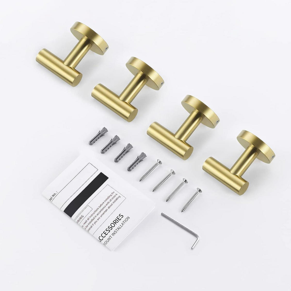 HANDTUCHHAKEN 4-teiliges Set Gebürstetes Gold Edelstahl - Goldfarben, Metall (13.5/5.6/16cm)