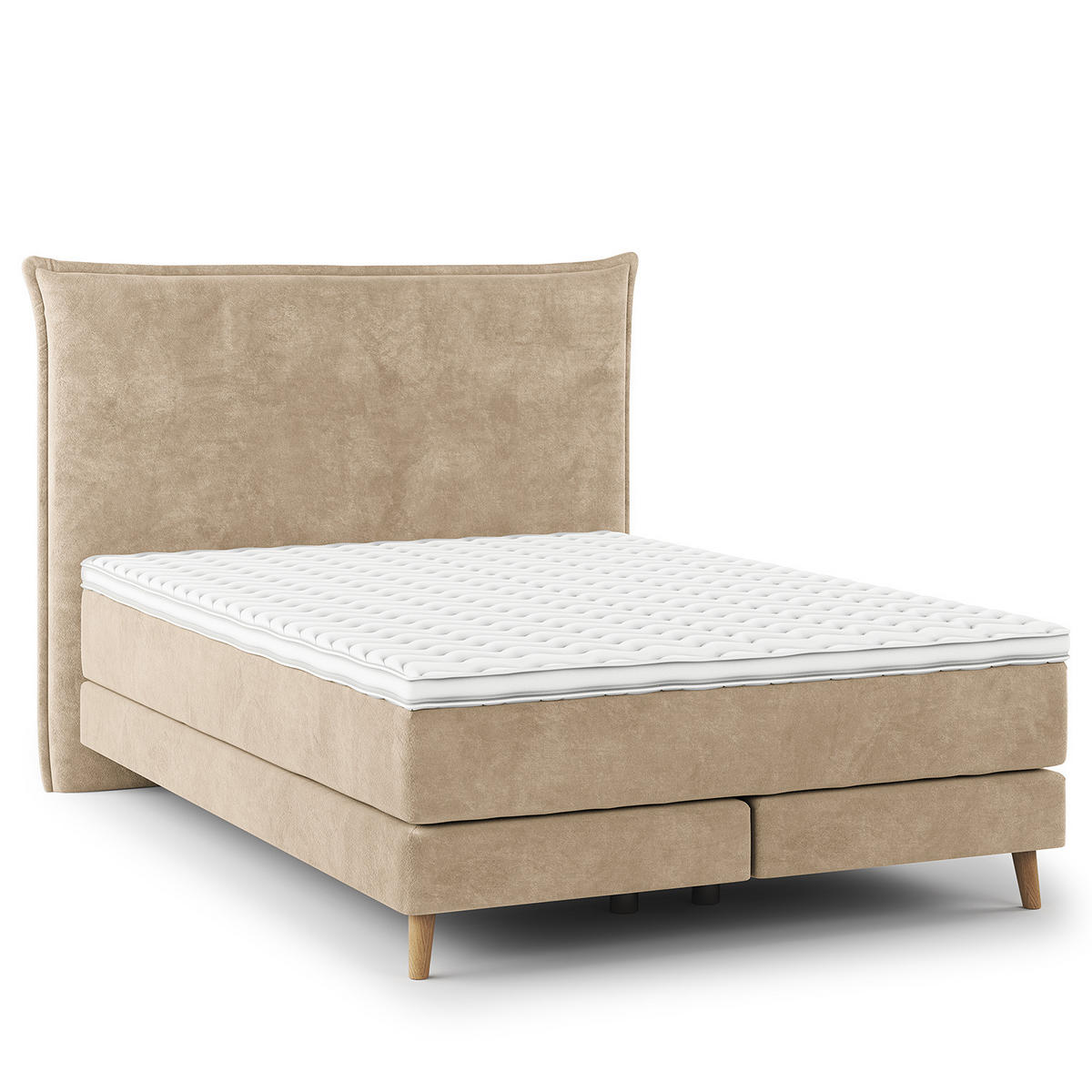 BOXSPRINGBETT - Klassisch - Beige, Holz (140/200cm) - home24