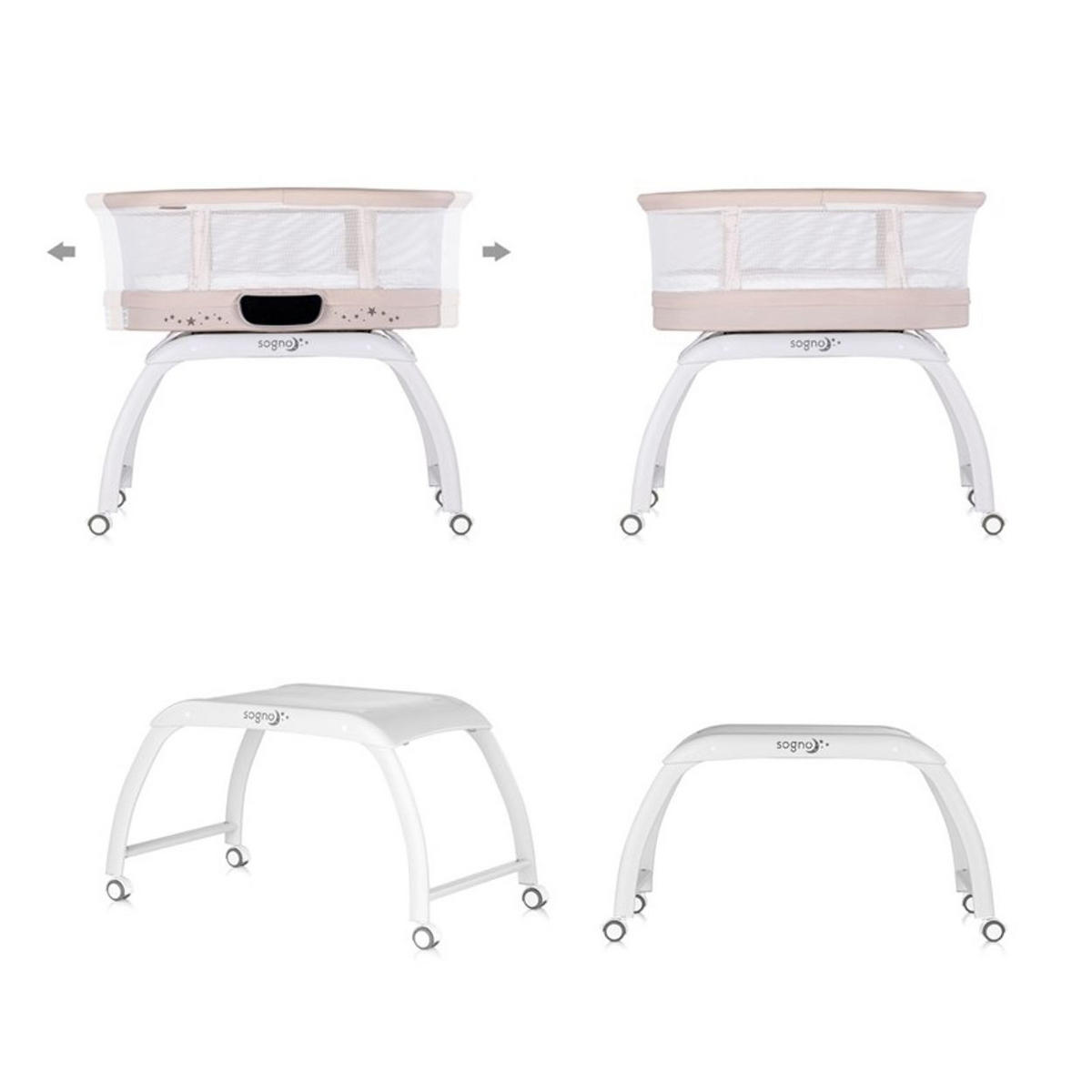 BEISTELLBETT Sogno 2 in 1 beige 83 x 40 cm, elektrisch, Schaukelfunktion, Fernbedienung, Waage - Beige, Metall (40/83cm) - Chipolino