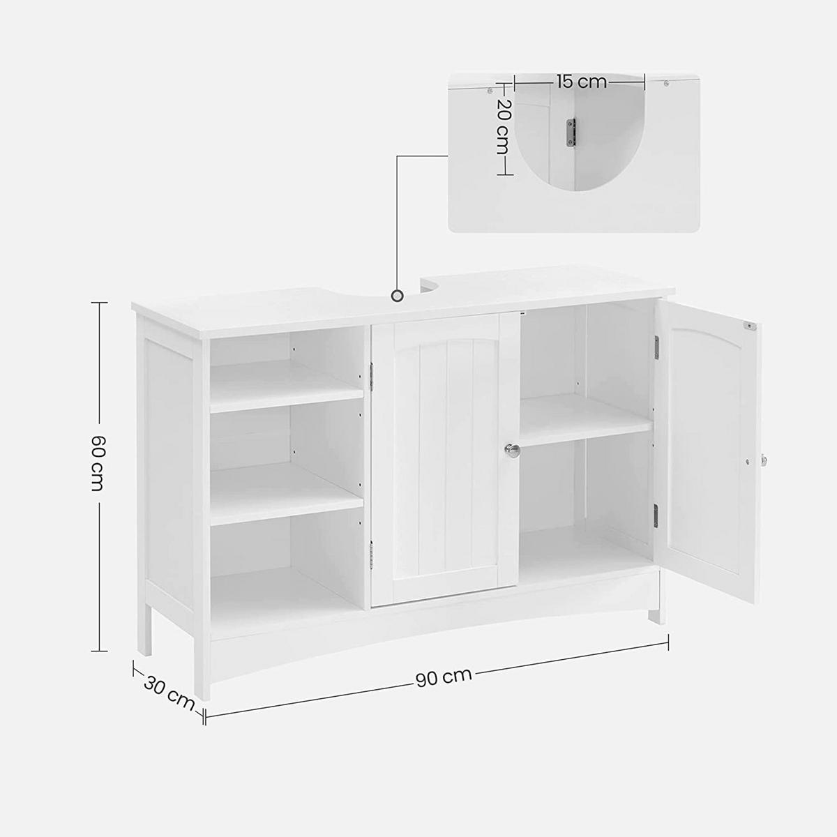 WASCHBECKENUNTERSCHRANK - Weiß, Holzwerkstoff (30/60/90cm) - Hansiro