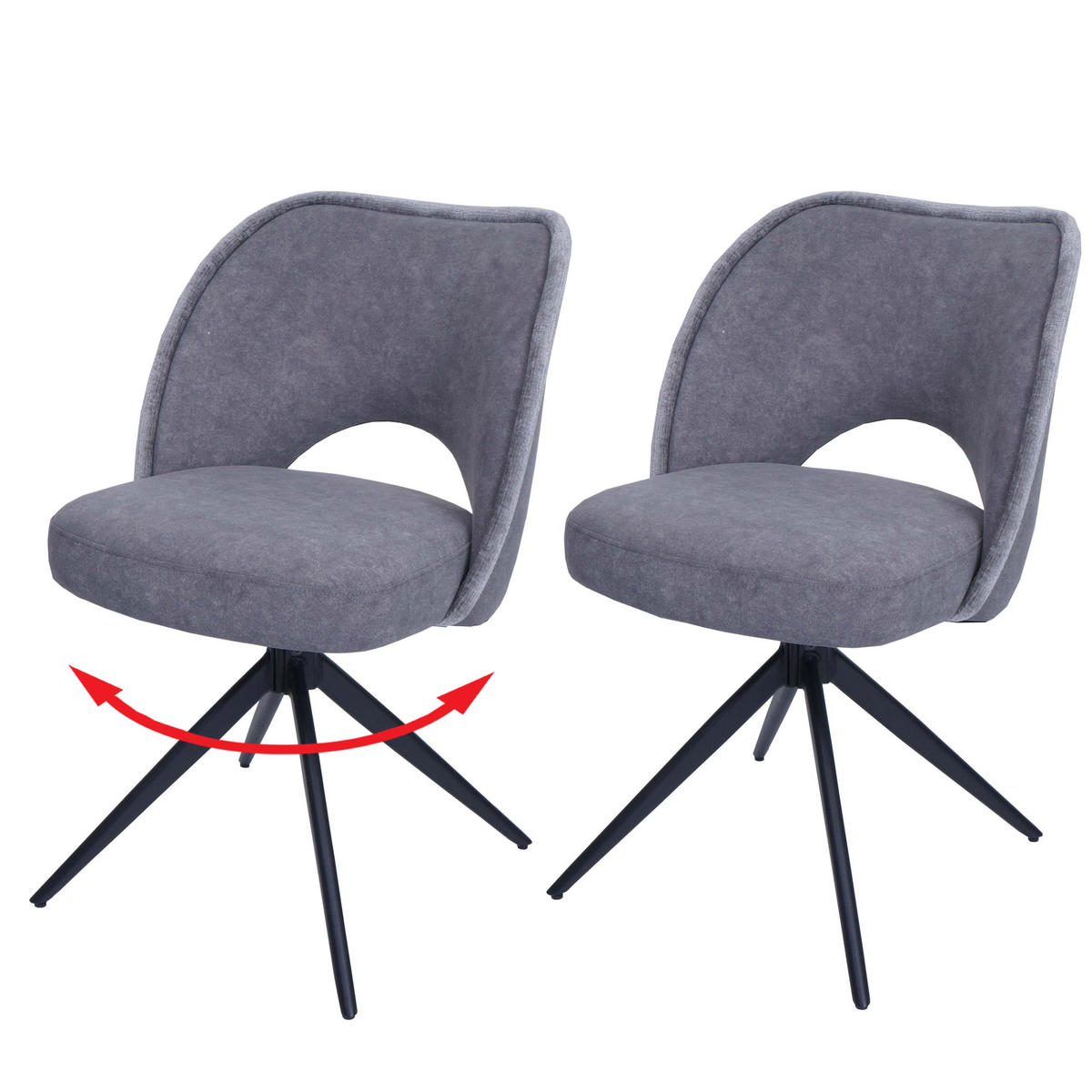 ESSZIMMERSTUHL Grau 2er-Set - Dunkelgrau/Grau, Textil (54/84/60cm) - MCW