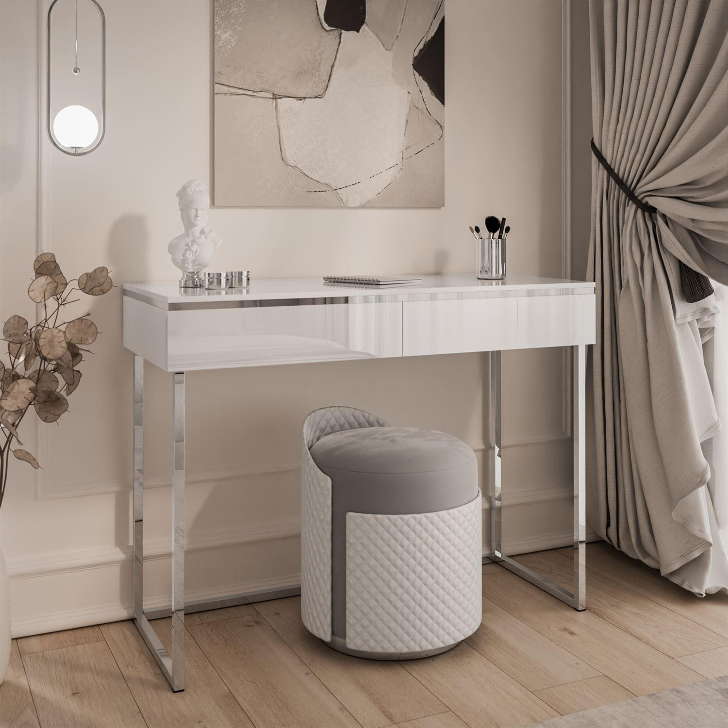 Thumbnail - Lookway Konsolen, Weiß Hochglanz, Holzwerkstoff, 102x78.5x43.6 cm, Wohnzimmer, Wohnzimmertische, Konsolentische