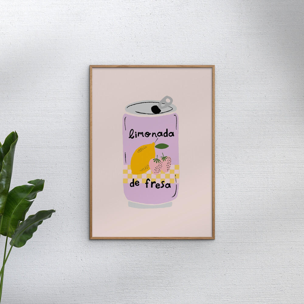 POSTER mit Rahmen Aislinn Simmonds - Strawberry Lemonade - Pink/Eichefarben, Holz/Papier (50/70cm) - Poster&Frame