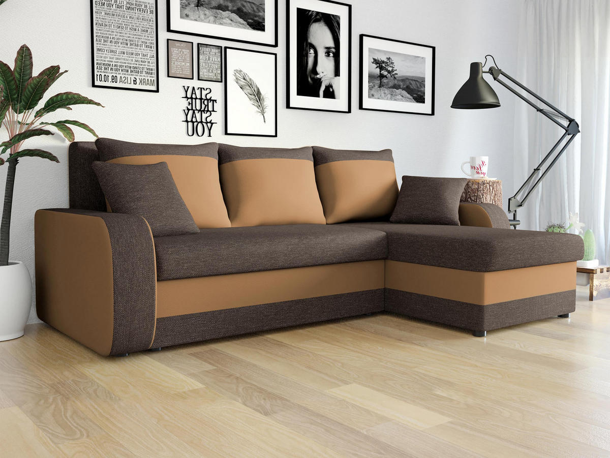 ECKSOFA Kris Lux - Schwarz/Cappuccino, Holz/Kunststoff (238/147cm) - MIRJAN24