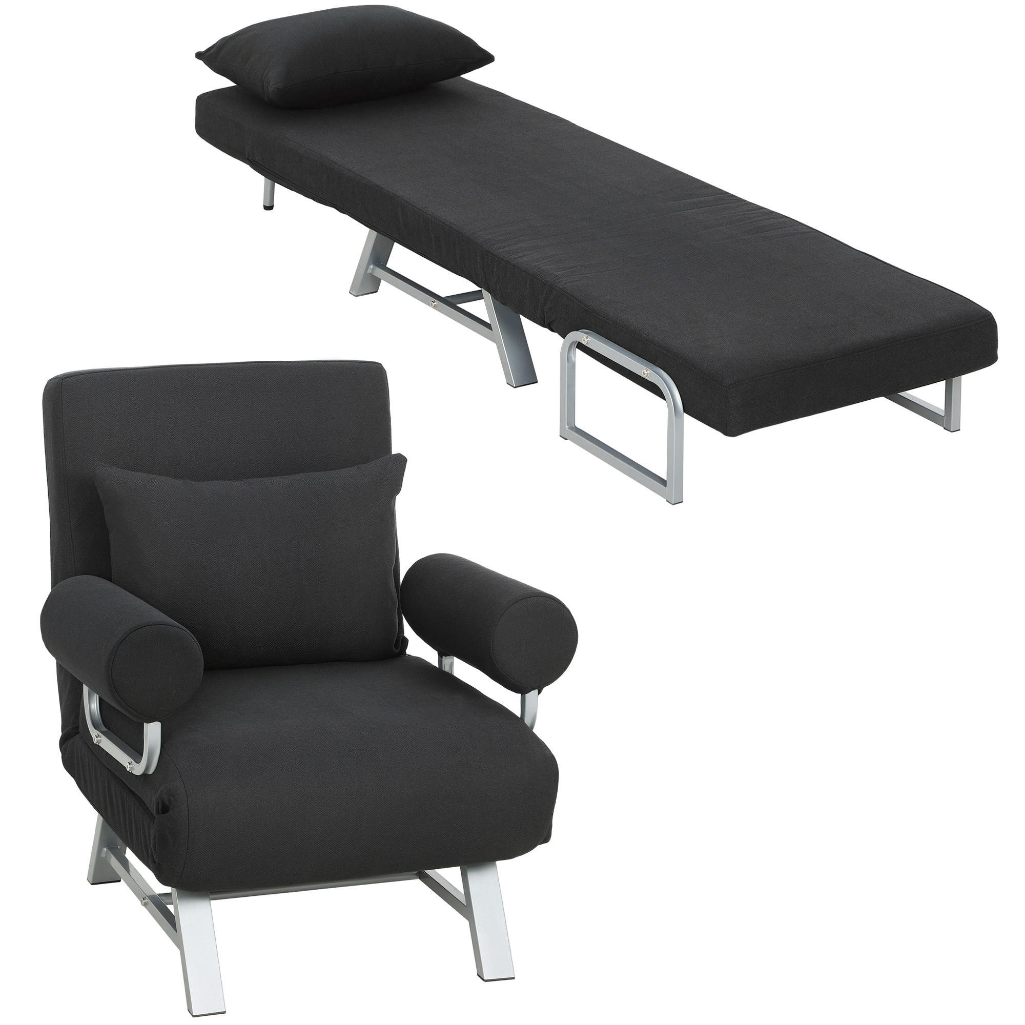 SCHLAFSESSEL DE-14646 5-fach verstellbar & klappbar Schwarz - Schwarz, Textil (73/81/78cm) - ComfortXL
