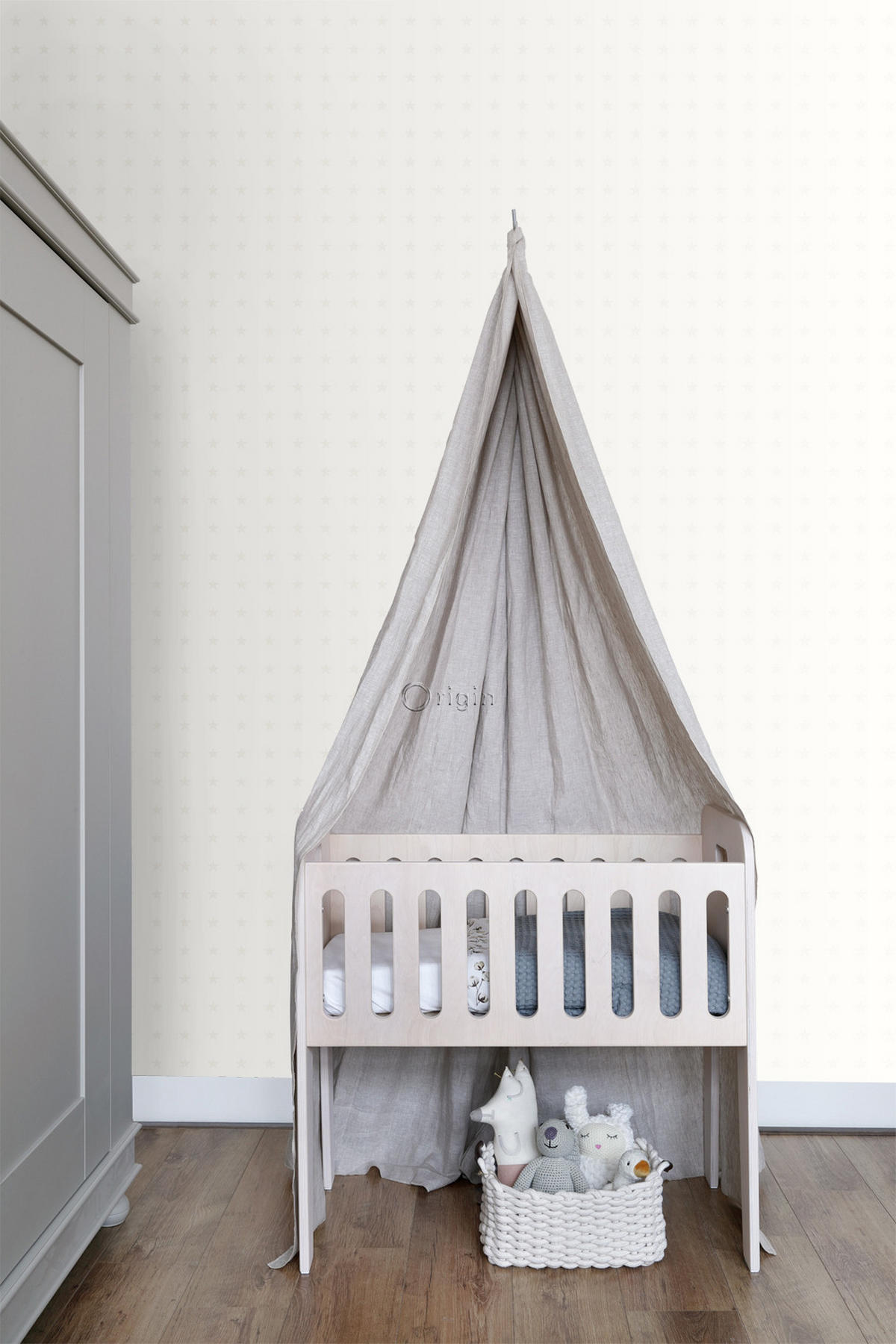TAPETE kleine Sterne 53 cm x 10.05 m - Grau, Papier (53/1000cm) - Origin Wallcoverings