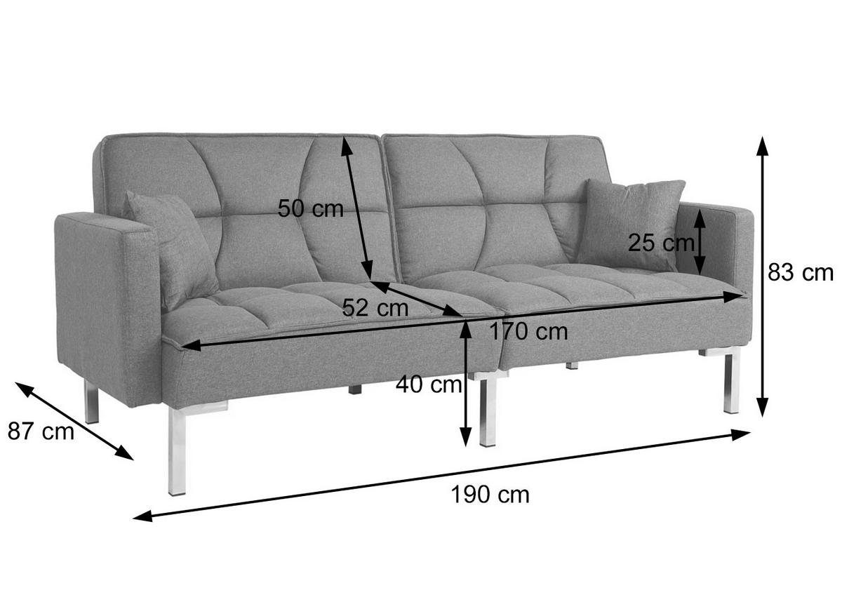 SCHLAFSOFA Grau - Grau, Textil (190/83/87cm) - MCW