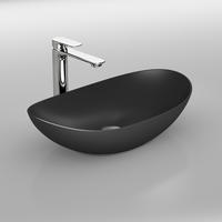 WASCHBECKEN Oval Keramik Mattschwarz 61,5 / 36 / 15,5 cm - Schwarz, Keramik (36/15.5/61.5cm) - EMKE