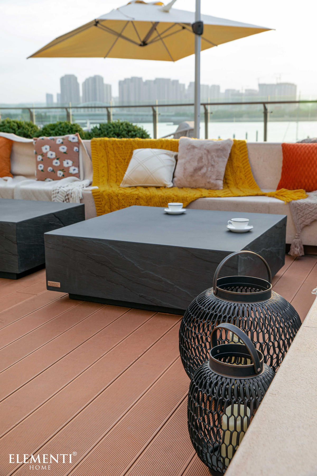 COUCHTISCH COLORADO aus GF-Beton Quadrat, Wetterbeständig, 102x102x36 cm - Dunkelgrau, Naturmaterialien (102/102/36cm) - Elementi