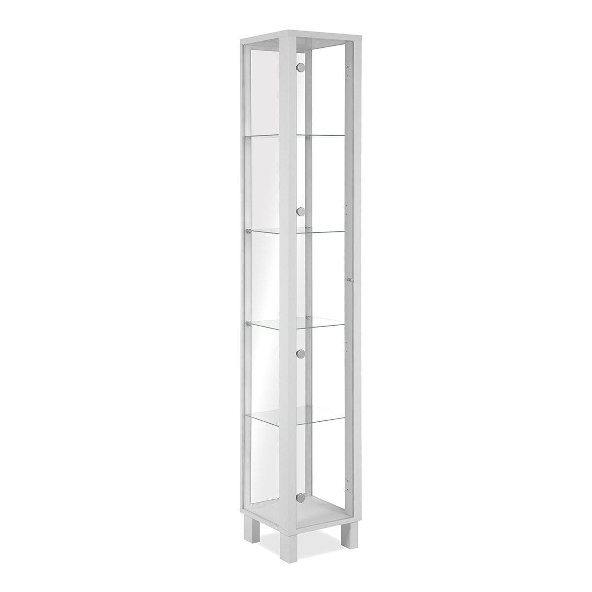 VITRINE 1 Tür und 4 Glasböden - Albi - 33/33/189 cm - Weiß, Holzwerkstoff (33/189/33cm) - Calicosy