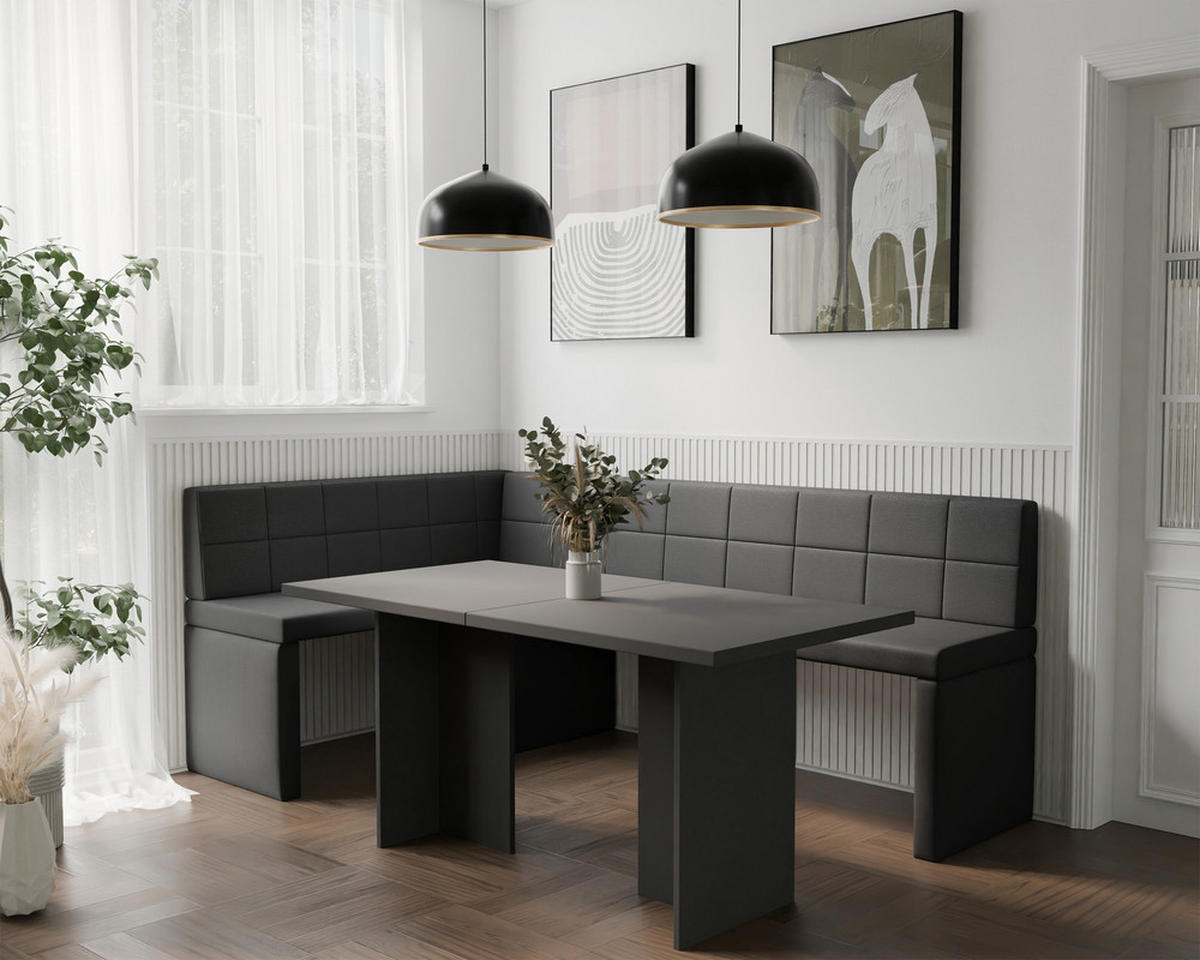 ECKBANK links MELVIN Kunstleder, 142/196 cm Anthrazit - Anthrazit, Holz/Kunststoff (142/196cm) - Idohome
