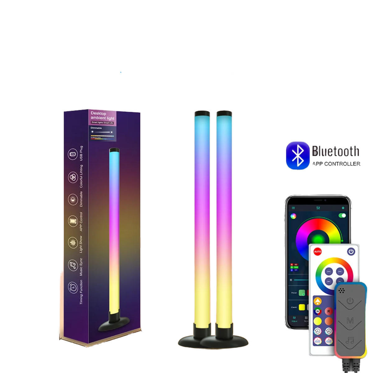 LED-TISCHLEUCHTE Schwarz 3/3/43.5 cm 2 Stück - Schwarz, Kunststoff (3/3/43.5cm) - Authentics