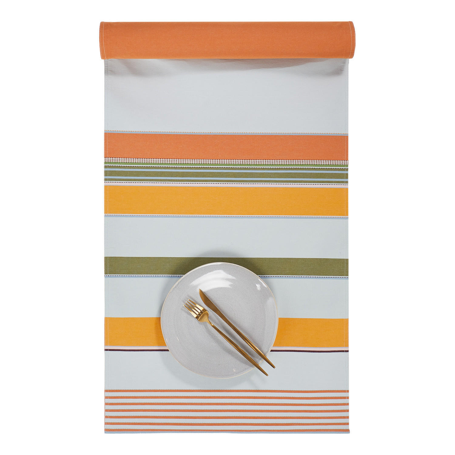 TISCHLÄUFER Supper Club 160x300 cm - Weiß/Orange, Textil (50/160cm) - Butlers