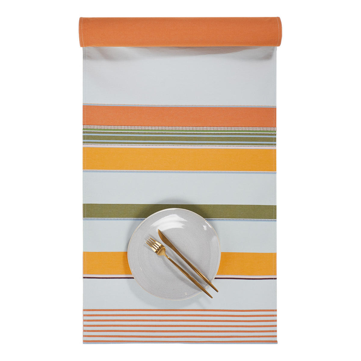 TISCHLÄUFER Supper Club 160x300 cm - Weiß/Orange, Textil (50/160cm) - Butlers