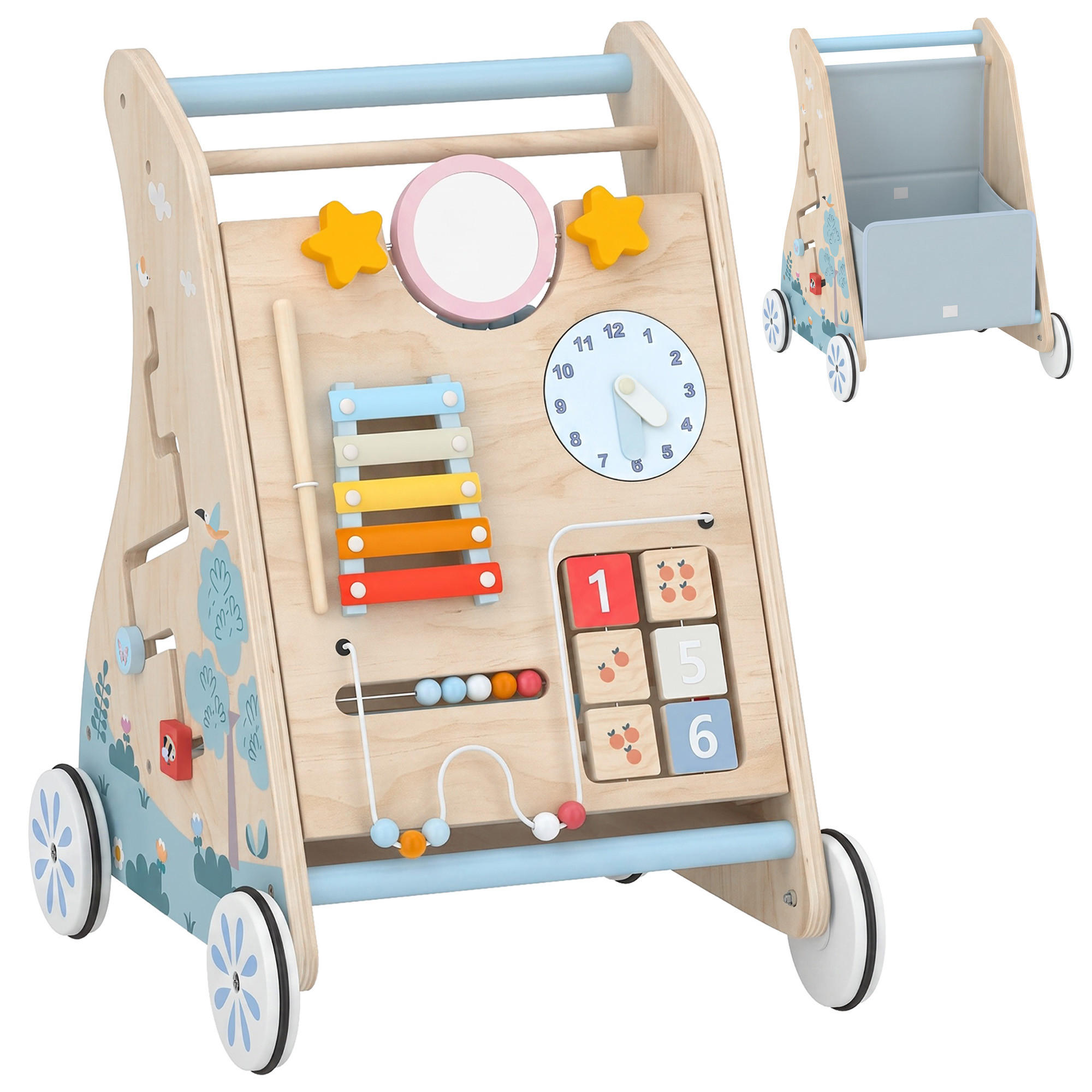 BABY-LAUFLERNWAGEN Mehrschichtplatte Naturholz - Naturfarben, Holzwerkstoff (33.5/47.5/37cm) - AIYAPLAY